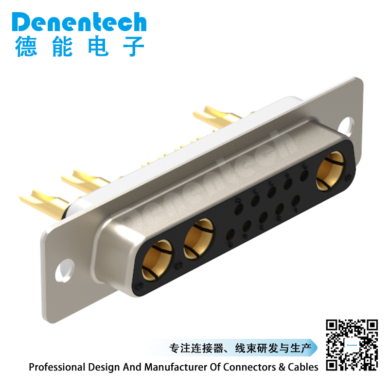 Denentech Factory direct sales 13W3 high power DB connector female pcb power connector solder d-sub connector